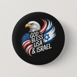 God Bless USA Israel 6 Cm Round Badge