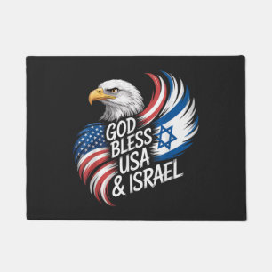 God Bless USA Israel Doormat