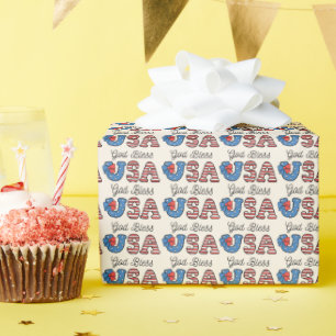 GOD BLESS USA UNITED STATES WRAPPING PAPER