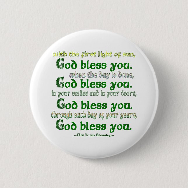 God Bless You 6 Cm Round Badge (Front)