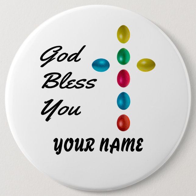 God Bless You 6 Cm Round Badge (Front)
