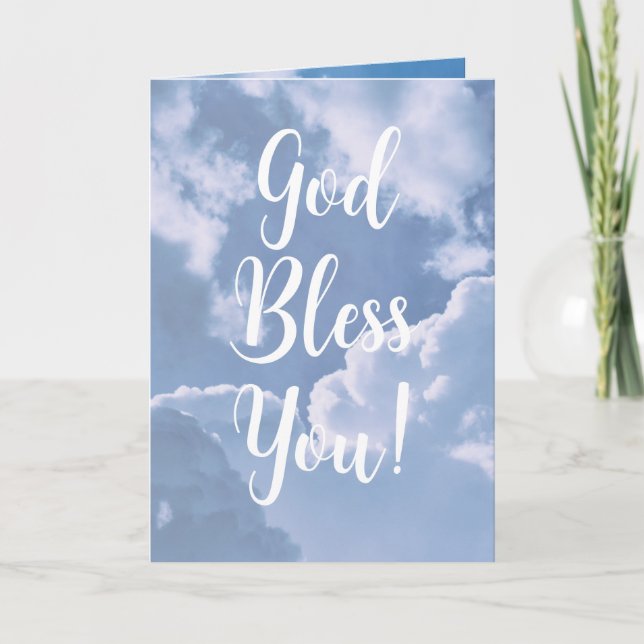 God Bless You Card with Clouds (Front)