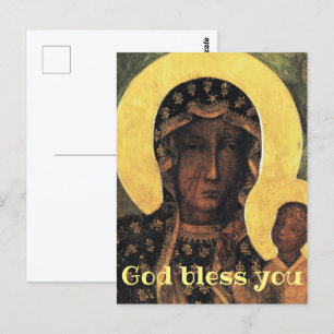 God Bless You Christian Birthday Black Madonna  Postcard
