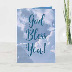 God bless You Clouds Blue Sky Religious Birthday  Card