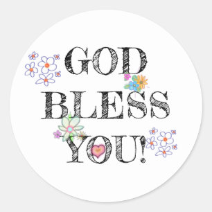 God Bless You Floral Classic Round Sticker