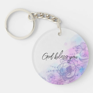 GOD BLESS YOU FLORAL KEY RING