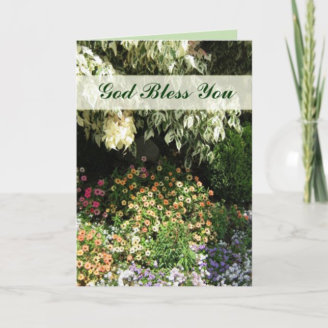 God Bless You flower garden Card (Front)