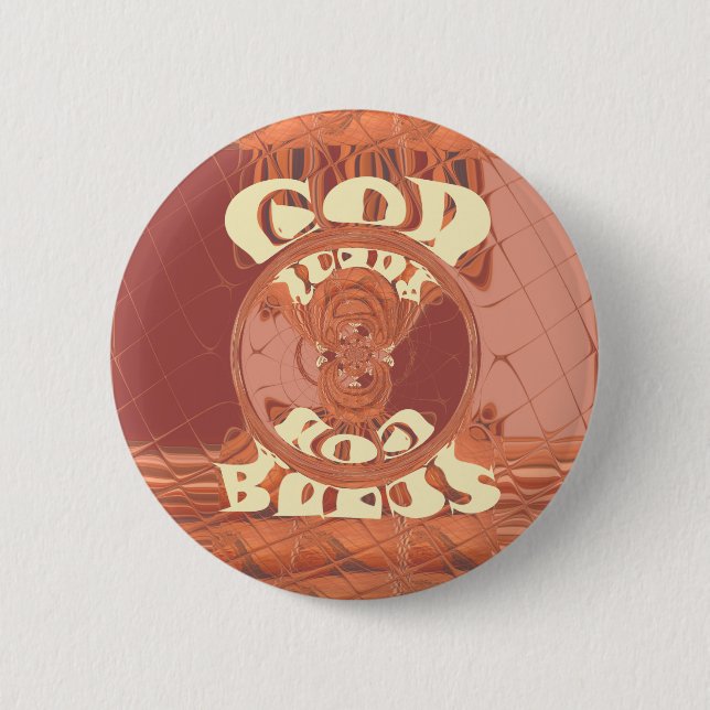God Bless You Inspirational Text Design.  6 Cm Round Badge (Front)