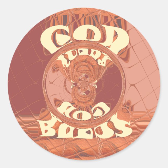 God Bless You Inspirational Text Design.  Classic Round Sticker (Front)