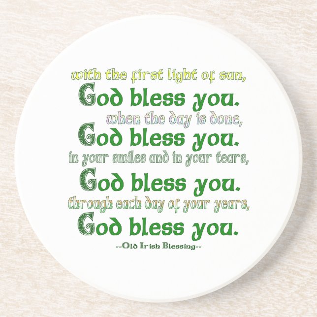 God Bless You Irish Blessing Coaster (Front)