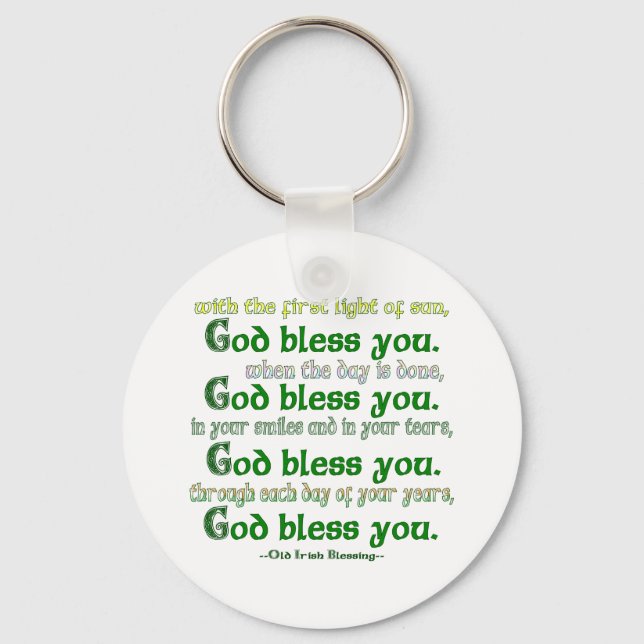 God Bless You Irish Blessing Key Ring (Front)