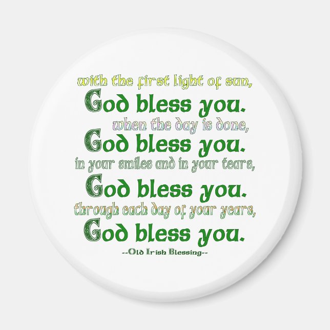 God Bless You Irish Blessing Magnet (Front)