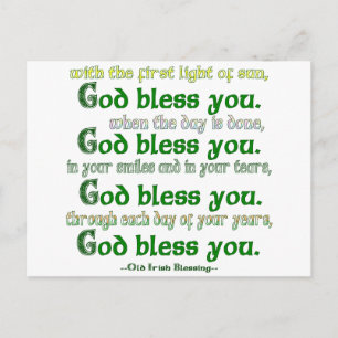 God Bless You Irish Blessing Postcard