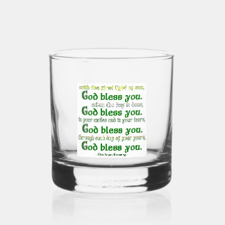 God Bless You Irish Blessing Whiskey Glass