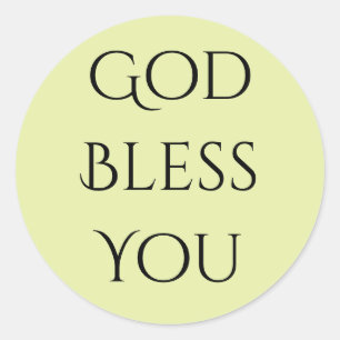 God Bless You Light Green and Black Classic Round Sticker