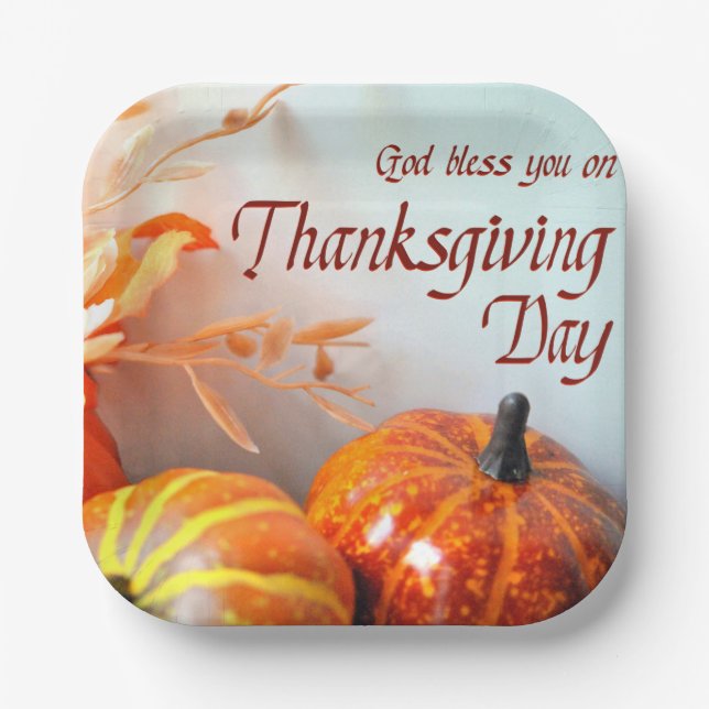 God Bless You on Thanksgiving Day Paper Plate (Front)