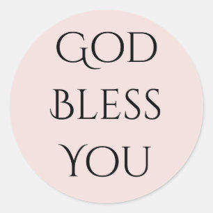 God Bless You Pink and Black Classic Round Sticker