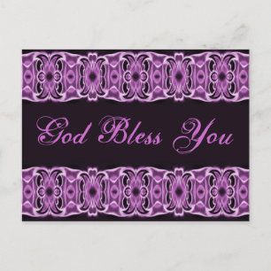 God Bless You purple black Postcard