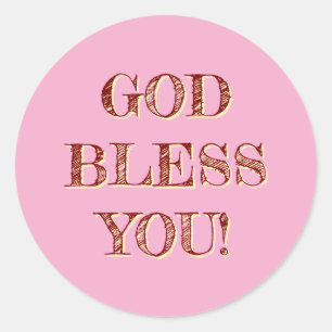 God Bless You Soft Pink  Classic Round Sticker