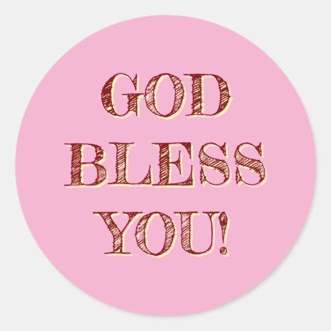 God Bless You Soft Pink  Classic Round Sticker (Front)