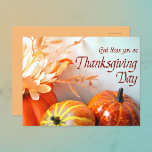 God Bless You Thanksgiving  Holiday Postcard<br><div class="desc">Autumn colours,  leaves and gourds,  with a wish for God's blessing--a thoroughly traditional Thanksgiving card</div>