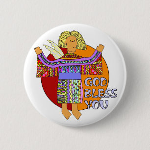 God Bless You transparenter Hintergrund 6 Cm Round Badge