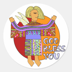 God Bless You transparenter Hintergrund Classic Round Sticker