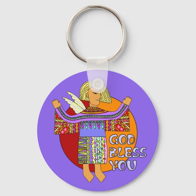 God Bless You | violet Key Ring (Front)