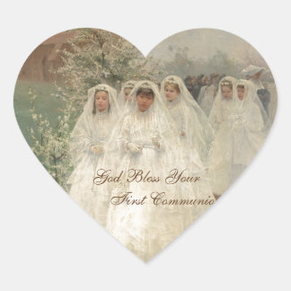 God Bless Your First Communion Heart Sticker