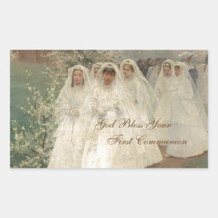 God Bless Your First Communion Rectangular Sticker