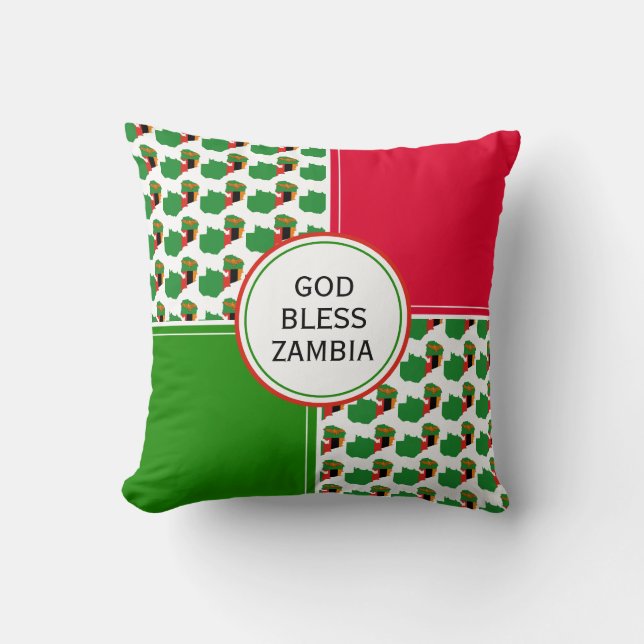 GOD BLESS ZAMBIA Flag Patriotic Inspirational Cushion (Front)