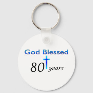 God Blessed 80 years birthday gift Key Ring