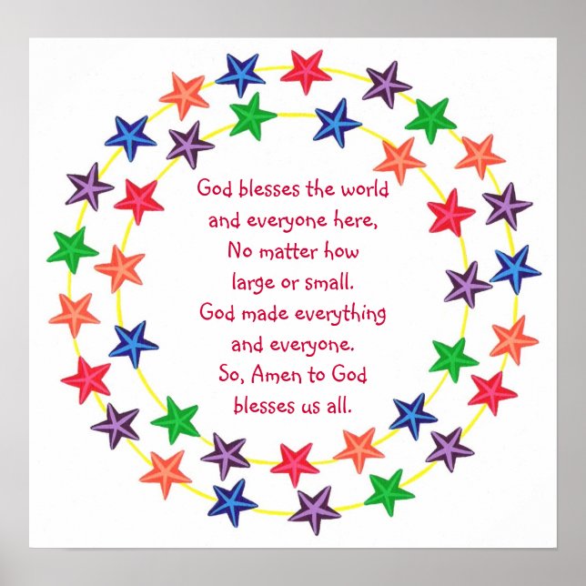 God blesses the world, Colourful stars poster (Front)