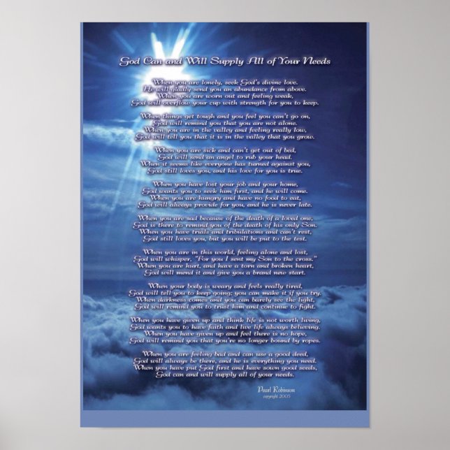 God can supply all of your needs poster (Front)