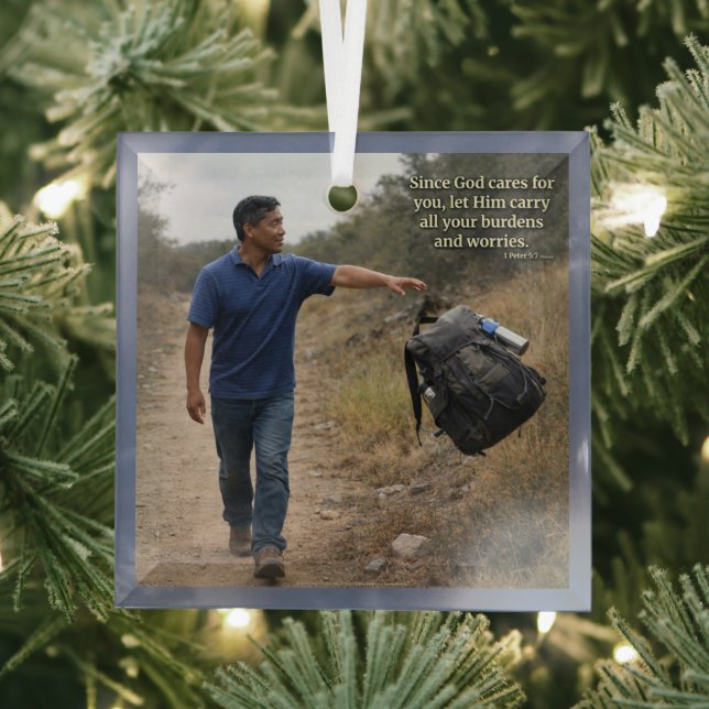 God cares for you glass tree decoration (Insitu)