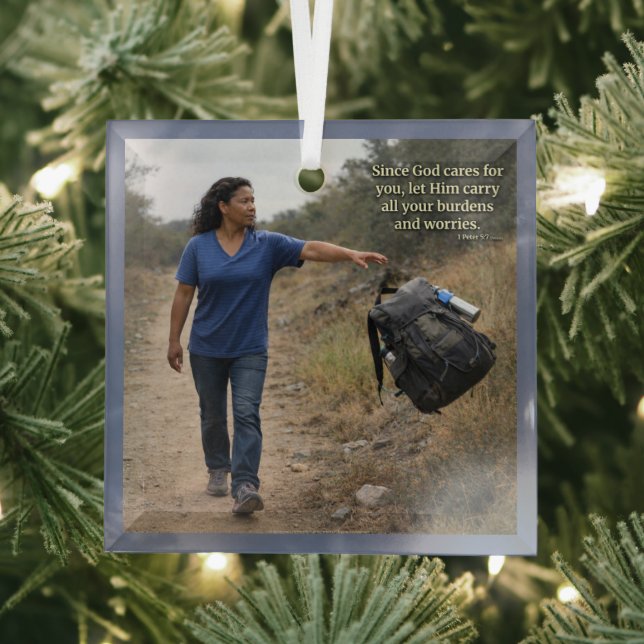 God cares for you glass tree decoration (Insitu)