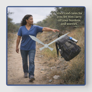 God cares for you square wall clock