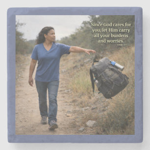 God cares for you stone coaster