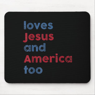 God Christian 4th Of July Loves Jesus And America Mouse Mat