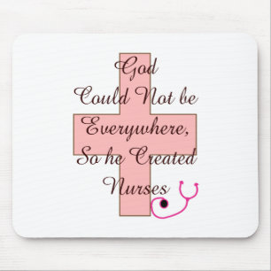 God Could Not Everywhere NURSES pink cross Mouse Mat