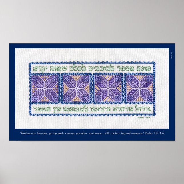 "God Counts the Stars" Psalm 147:4-5, translation Poster (Front)
