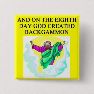 god created backgammon 15 cm square badge