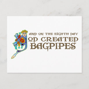 God Created Bagpipes Postcard