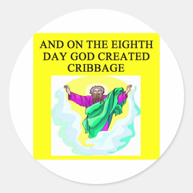 god created cribbage classic round sticker (Front)