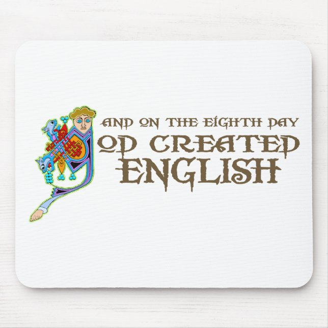 God Created English Mouse Mat (Front)