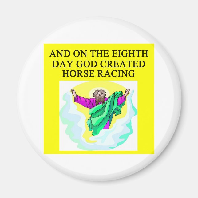 god created horse racing magnet (Front)