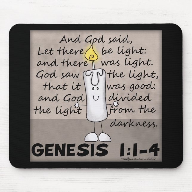 God Created Light-Genesis-Candlestick Character Mouse Mat (Front)
