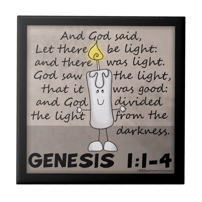 God Created Light-Genesis-Candlestick Character Tile (Front)