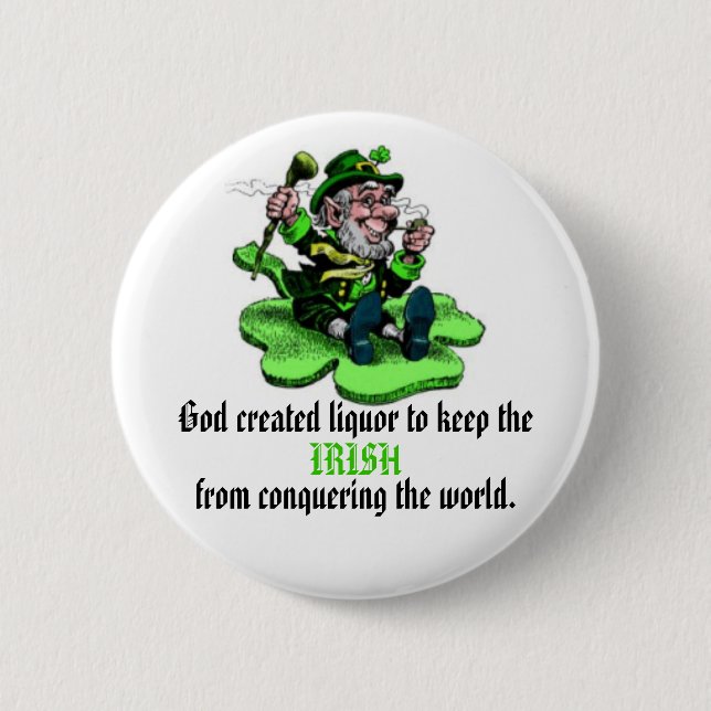 God created liquor 6 cm round badge (Front)