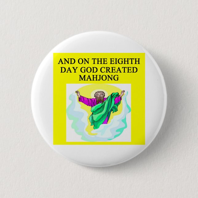 god created mahjong 6 cm round badge (Front)